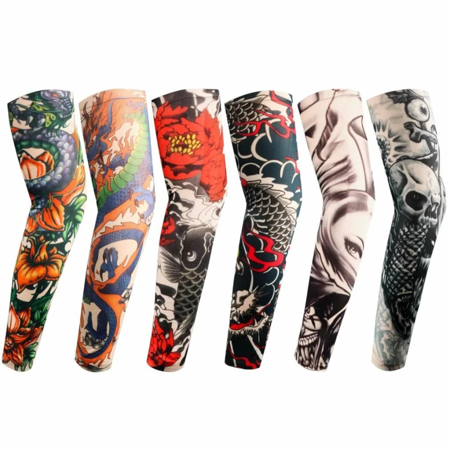 YARIEW 6Pcs Fake Tattoo Arm Sleeves for Men & Women - Sun Protection Temporary Tattoo Cover Sleeves Set 1