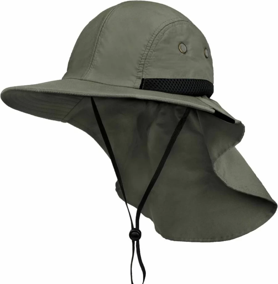 SUN CUBE Wide Brim Sun Hat for Men & Women - UPF Sun Protection Fishing, Hiking, Camping, Gardening Hat with Neck Flap