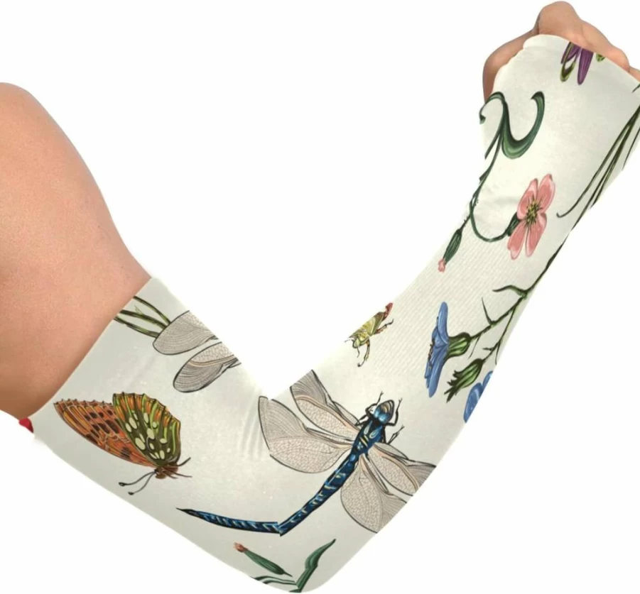 Qilmy UV Sun Protection Arm Sleeves for Men & Women - Cooling Sports Sleeves with Thumb Hole for Driving, Cycling, Golf, Fishing, Gardening