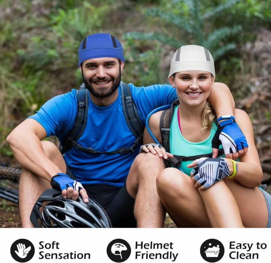 MELASA Skull Cap Helmet Liner - Cooling Mesh Beanie for Cycling & Running, Lightweight Breathable Hat for Men & Women, Fits Under Bike & Sports Helmets