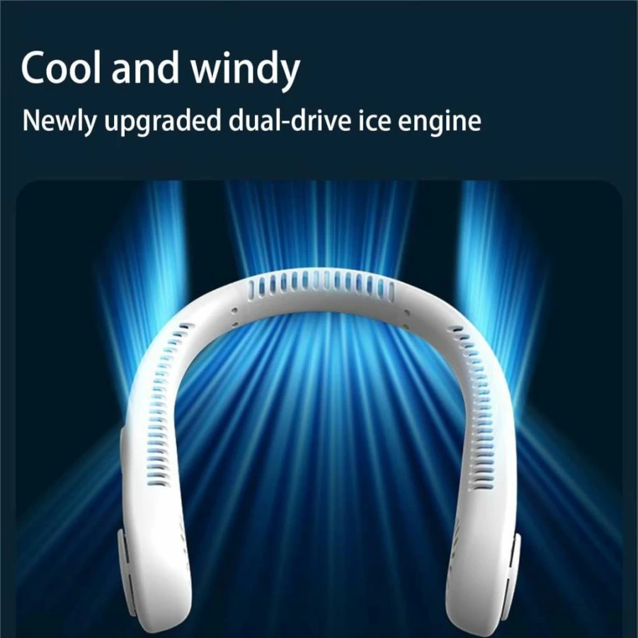 Rezithger Portable Neck Fan - USB Rechargeable Bladeless Cooling Fan with 5 Speeds, Ultra Quiet Hands-Free Design, Perfect Travel Essential Gift for Men and Women (White)
