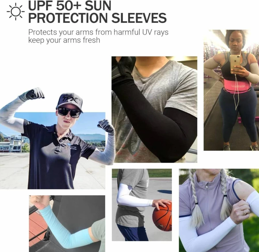 HEGCOIIE UV Protection Arm Sleeves for Men & Women - UPF 50+ Cooling Sun Sleeves for Golf, Cycling, Running - Tattoo Cover Up & Sunblock