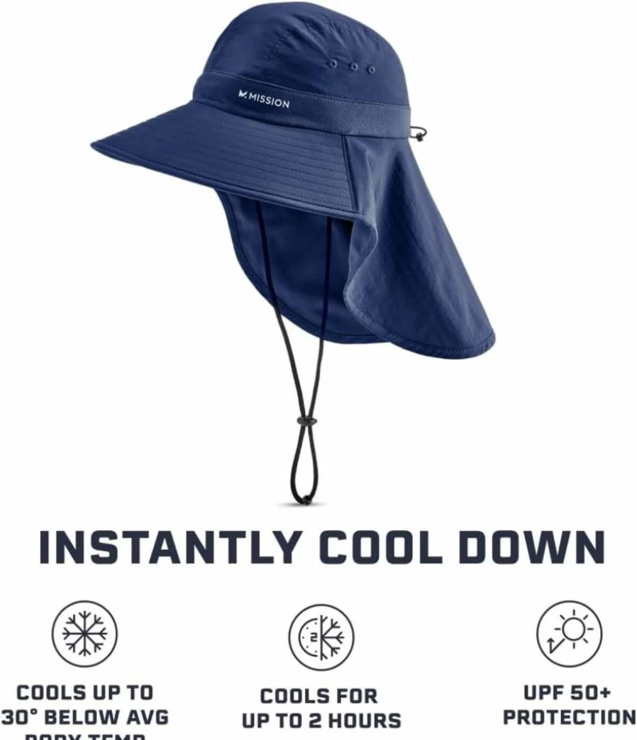 MISSION Cooling Sun Defender Hat for Men & Women – UPF Protection, Sweat & Water Activated Tech for Hiking, Golf, Fishing
