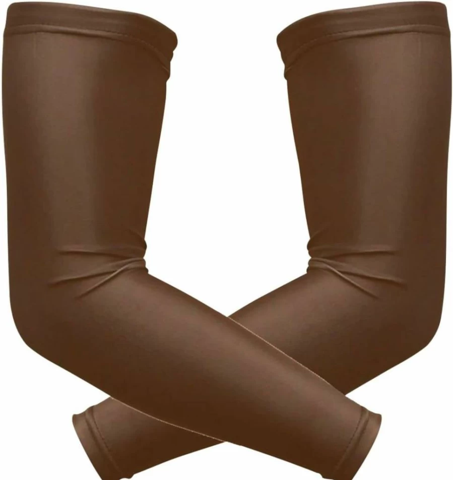 Xigua Cooling Compression Arm Sleeves for Men & Women - Breathable Sun Protection Sleeve for Sports, Basketball, Cycling (Chocolate Color)
