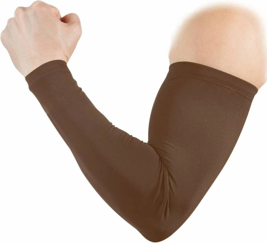 Xigua Cooling Compression Arm Sleeves for Men & Women - Breathable Sun Protection Sleeve for Sports, Basketball, Cycling (Chocolate Color)