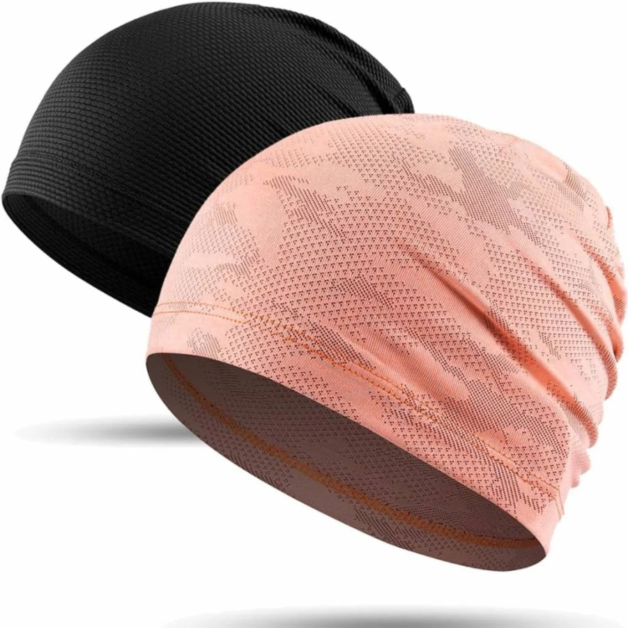 WTACTFUL 2 Pack Breathable Skull Cap for Running Cycling Sports - Lightweight Slouchy Beanie for Men & Women, Summer Outdoor Active Wear