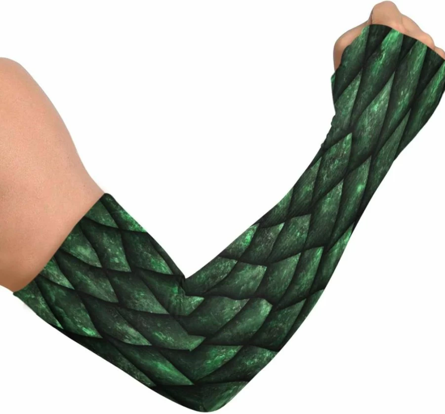 Blueangle UV Protection Cooling Arm Sleeves with Thumb Hole - Breathable Tropical Palm Design Sunblock Compression Arm Covers for Outdoor Sports