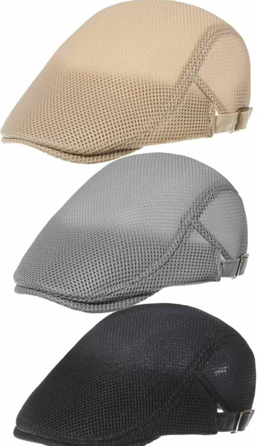 Geyoga Breathable Mesh Newsboy Cap - Adjustable Summer Beret & Cabbie Flat Hat for Men & Women
