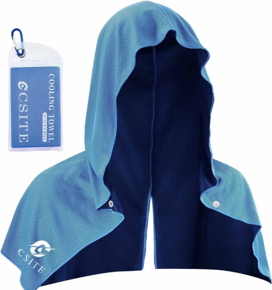 CSITE Cooling Hoodie Towel - UPF 50 Sun Protection, Instant Cooling for Neck & Face, Sports, Camping, Cycling in Hot Weather