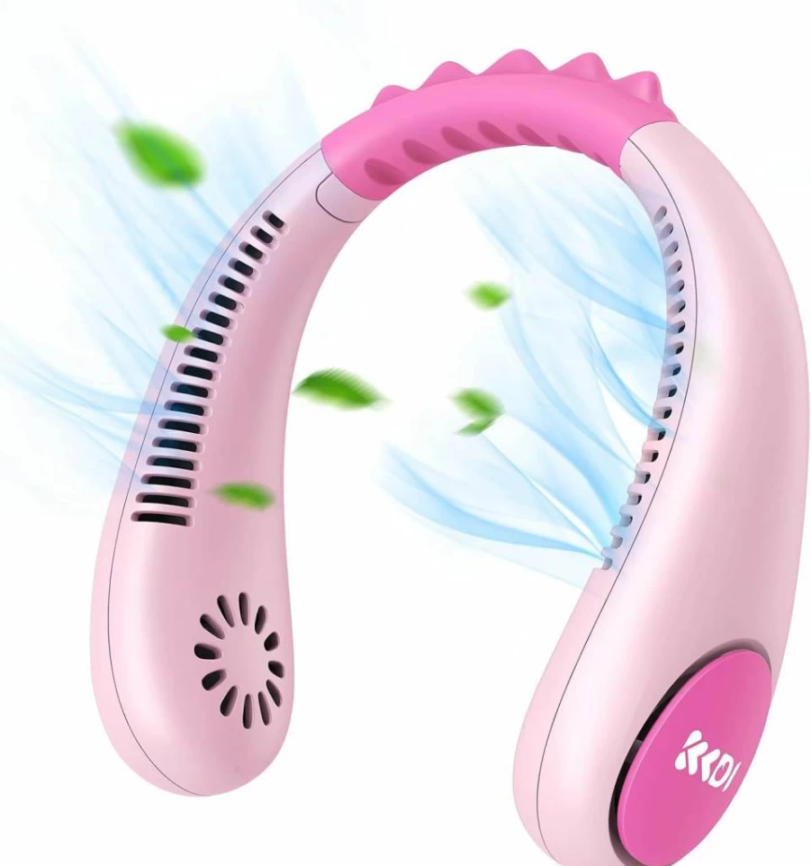 Kkdi Bladeless Neck Fan for Kids 4-14 Years - Portable 2600mAh USB Personal Cooling Fan with 4 Speeds, Lightweight & Compact for Travel, Camping, Study - Ideal Summer Gift for Boys and Girls