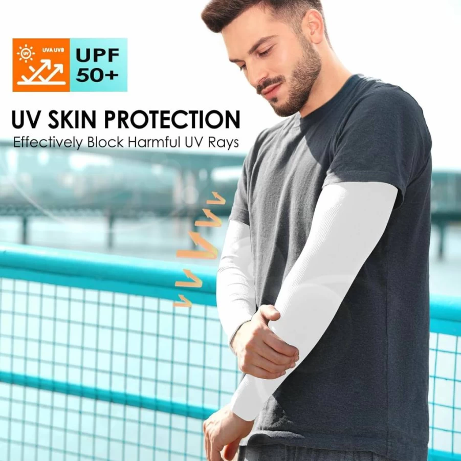 RHsia 4 Pairs UV Protection Arm Sleeves for Men & Women - Cooling Compression Sun Sleeves for Sports, Workouts, Tattoo Cover - Breathable Sunscreen Sleeves