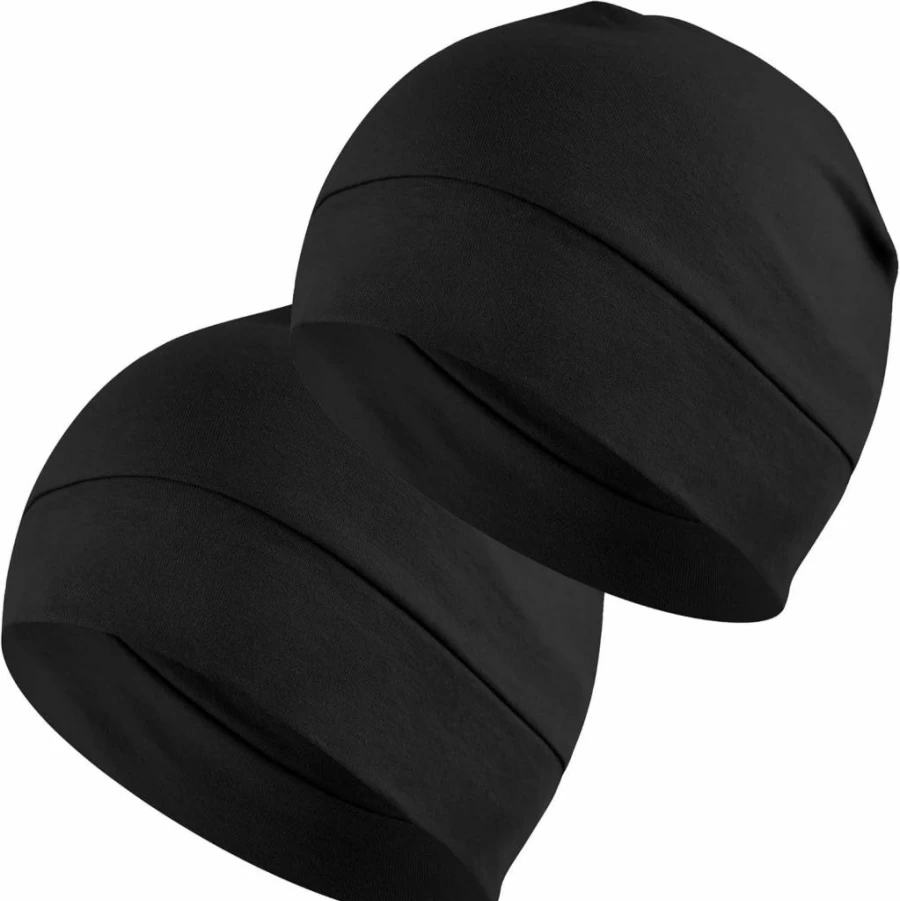 Headshion 2-Pack Unisex Cotton Skull Caps - Lightweight Beanie & Breathable Helmet Liner for Men & Women