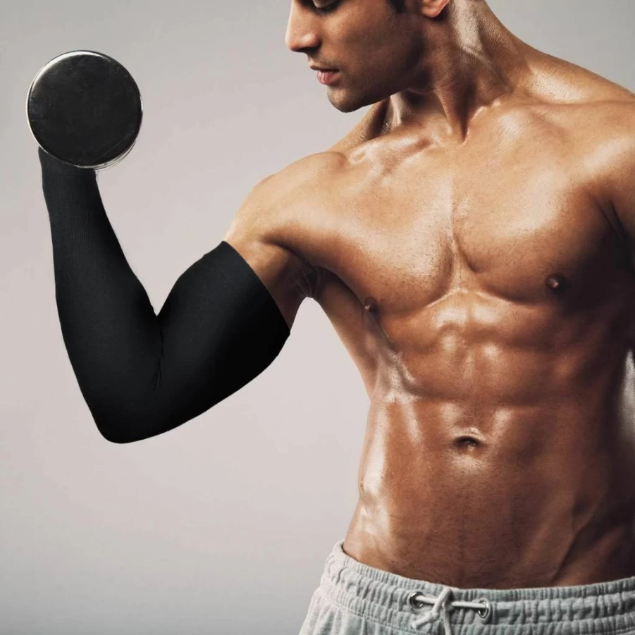 SATINIOR 10 Pairs UV Protection Arm Sleeves - Cooling, Anti-Slip, Breathable Sun Sleeves with Thumb Holes for Men & Women