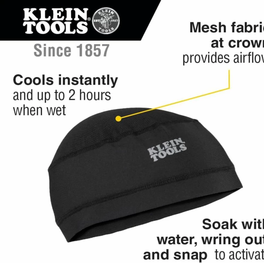 Klein Tools 60181 Cooling Helmet Liner for Hard Hats - Breathable Mesh Fabric, Lightweight & Moisture-Wicking Cap for Enhanced Comfort