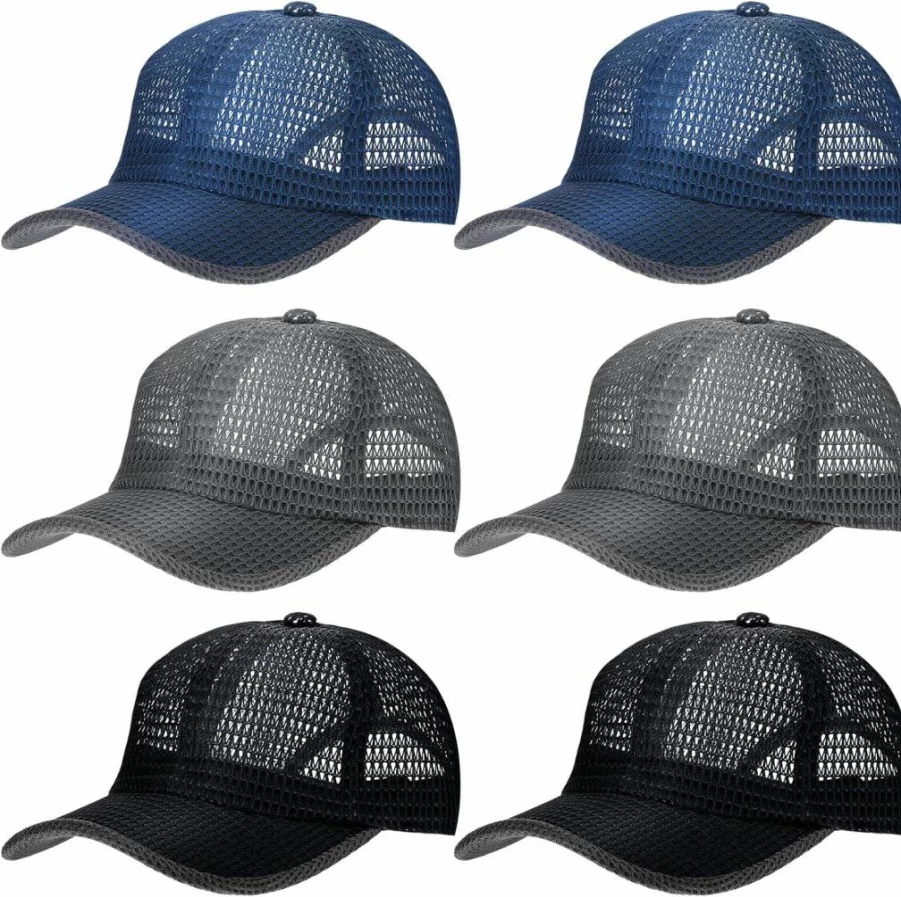 Handepo 6-Pack Breathable Mesh Baseball Caps for Men & Women - Lightweight Summer Trucker Hats for Outdoor Sports, Running & Casual Wear