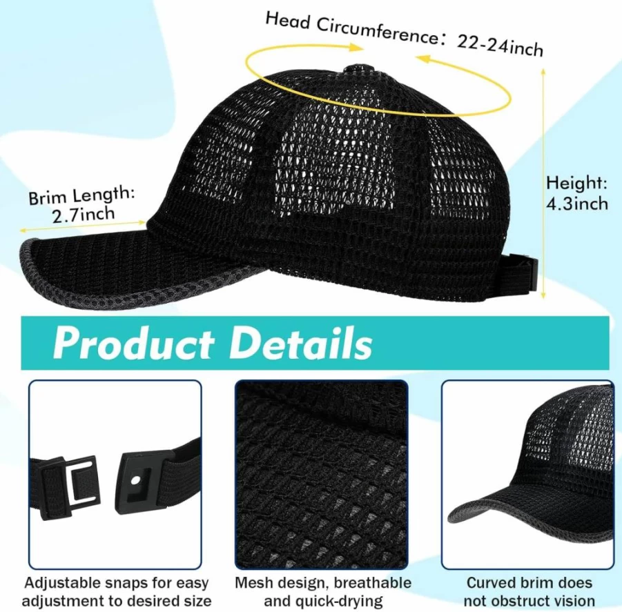 Handepo 6-Pack Breathable Mesh Baseball Caps for Men & Women - Lightweight Summer Trucker Hats for Outdoor Sports, Running & Casual Wear