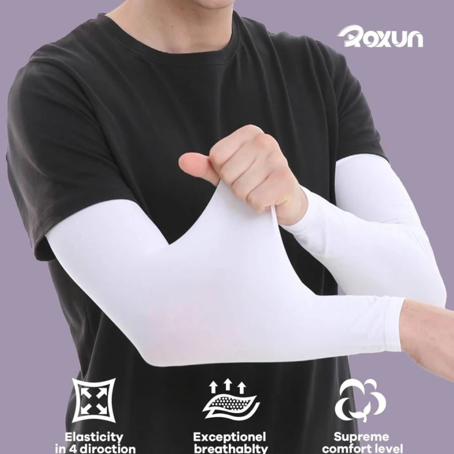ROXUN Cooling UV Protection Arm Sleeves - Breathable Sports Compression Sleeves for Men & Women, Sun Guard for Outdoor Activities