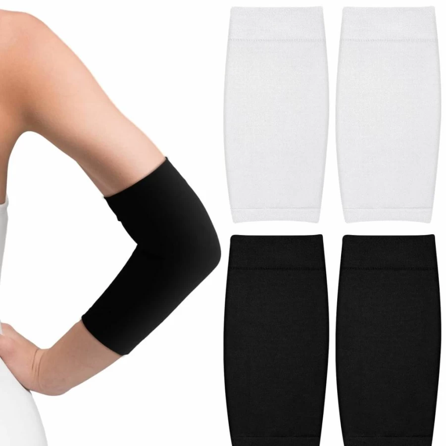 Vicenpal 2-Pack Black Compression Arm Sleeves for Tattoo Cover-Up, UV Protection & Support (7.1" x 3.9") - Unisex Forearm Sleeves for Men & Women