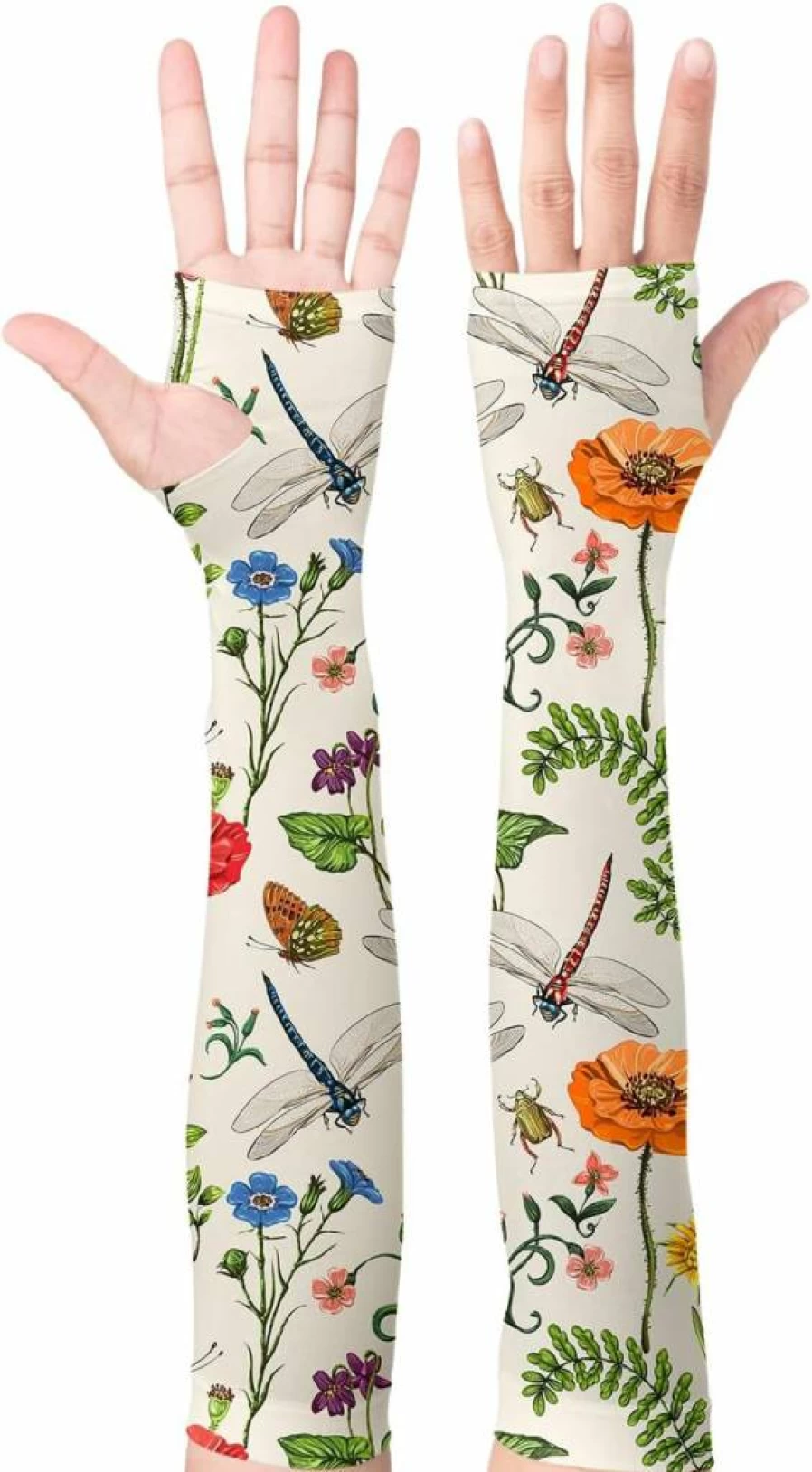 Minxiang Boho Garden Sleeves for Women - UV Sun Protection Arm Sleeves with Thumb Holes, Stylish Gardening Sleeves