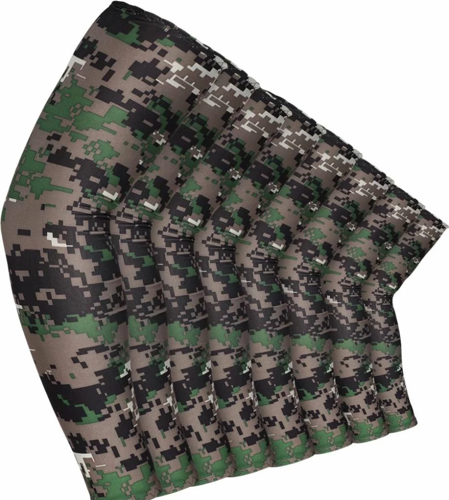 Mudder Unisex UV Protection Arm Cooling Sleeves - 8 Pairs, Ice Silk Fabric, Camouflage Design, Sun Shield & Moisture Wicking