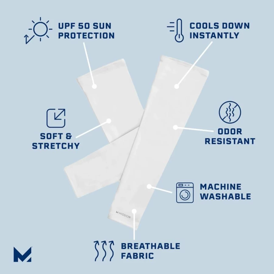 Amazon Mission Cooling Sun Sleeves - UPF 50 Sun Protection, Lightweight & Breathable, Moisture-Wicking, Machine Washable, for Outdoor Activities