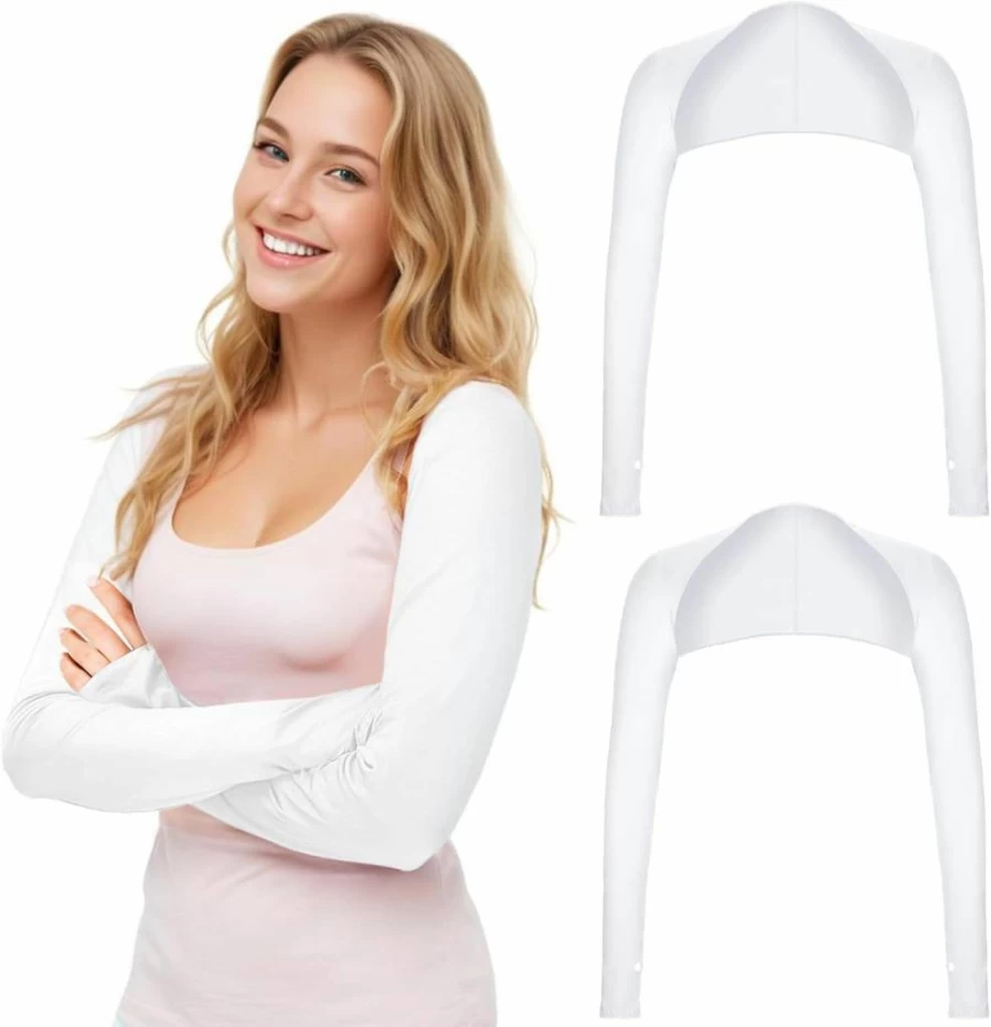 Yolev 2Pcs Cooling Sun Sleeves for Women with Finger Hole - UV Protection Arm Sleeves