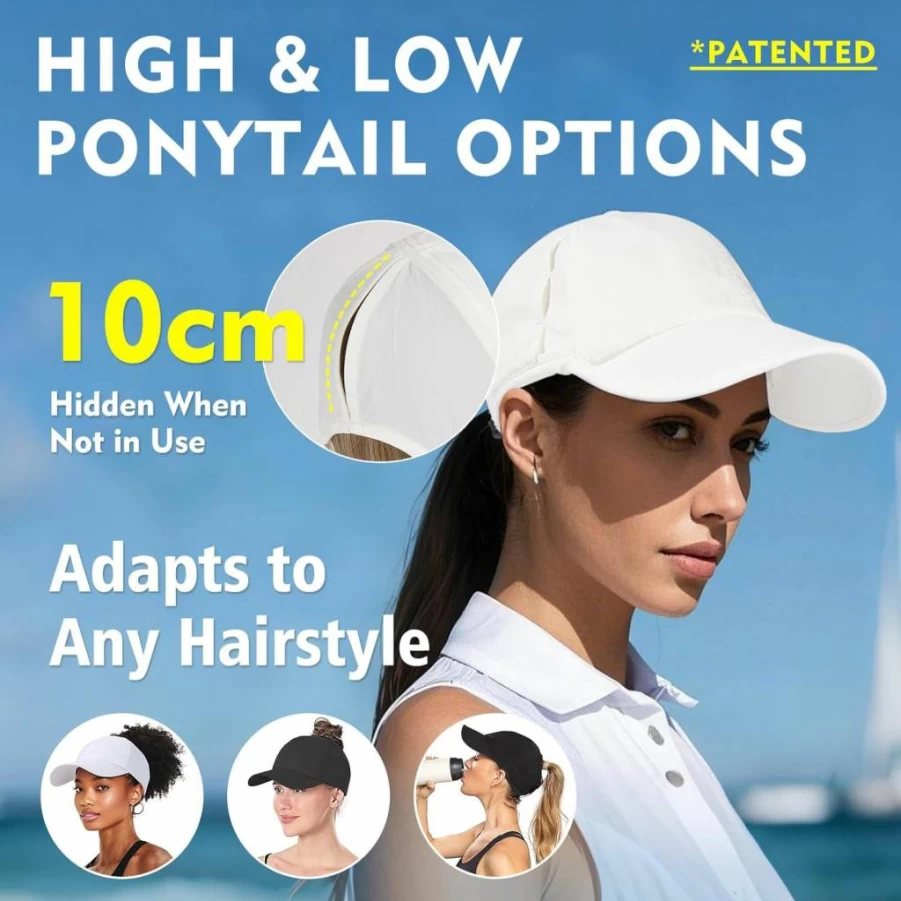 TOP-EX Women's Breathable UV 50 Baseball Cap for Running & Golf - Cooling High Ponytail Design - S/M Size