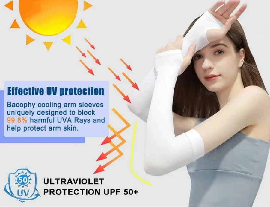 Bacophy 3/6 Pairs UV Protection Arm Sleeves with Thumb Holes for Men & Women, Breathable Sunblock Sleeve Covers for Cycling, Golf, and Outdoor Activities