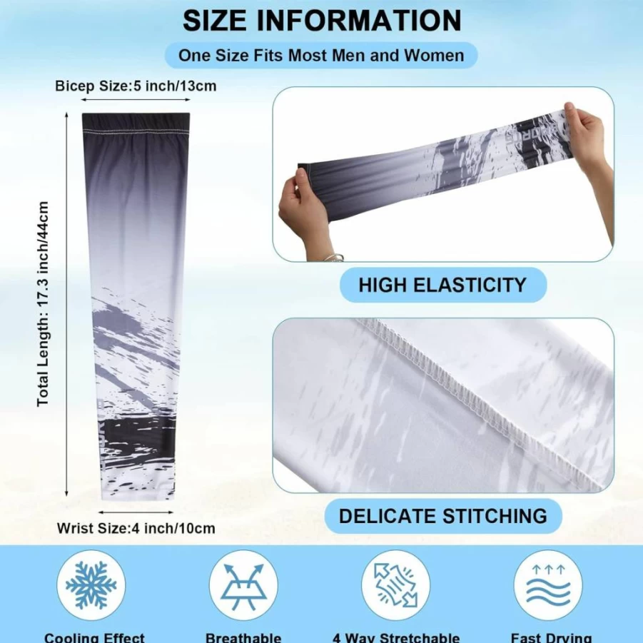Zhanmai UV Protection Cooling Arm Sleeves - 8 Pairs Breathable Compression Arm Covers for Men & Women, Sunblock Sports Sleeve Guards