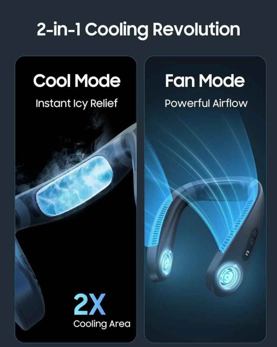 HIGO Coolmaster Ultra Wearable Neck Fan with 5500mAh Battery, Portable Personal Air Conditioner, Ergonomic Design, Rechargeable Cooling Fan for Office & Outdoor, Glacier Gray