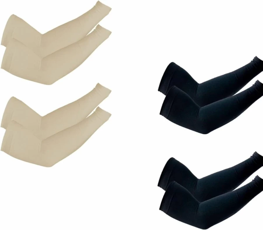 PFFY UV Protection Cooling Arm Sleeves for Men & Women - UPF 50+ Sun Protection, Breathable & Moisture-Wicking Sun Sleeves (4 Pairs)