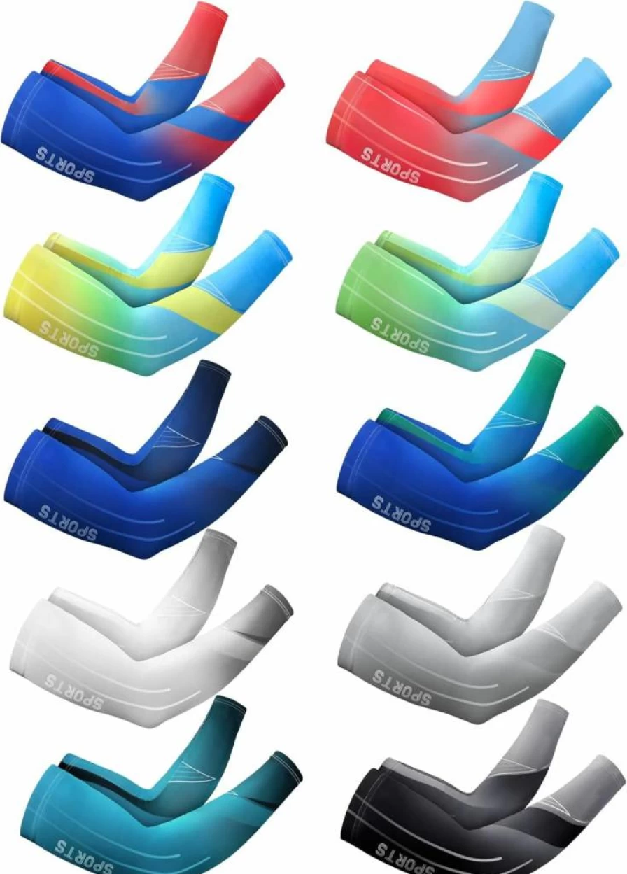 Tisancy 10 Pairs UV Protection Arm Sleeves - Cooling, Anti-Slip, Compression for Sports & Cycling, Breathable Polyester Sun Sleeves