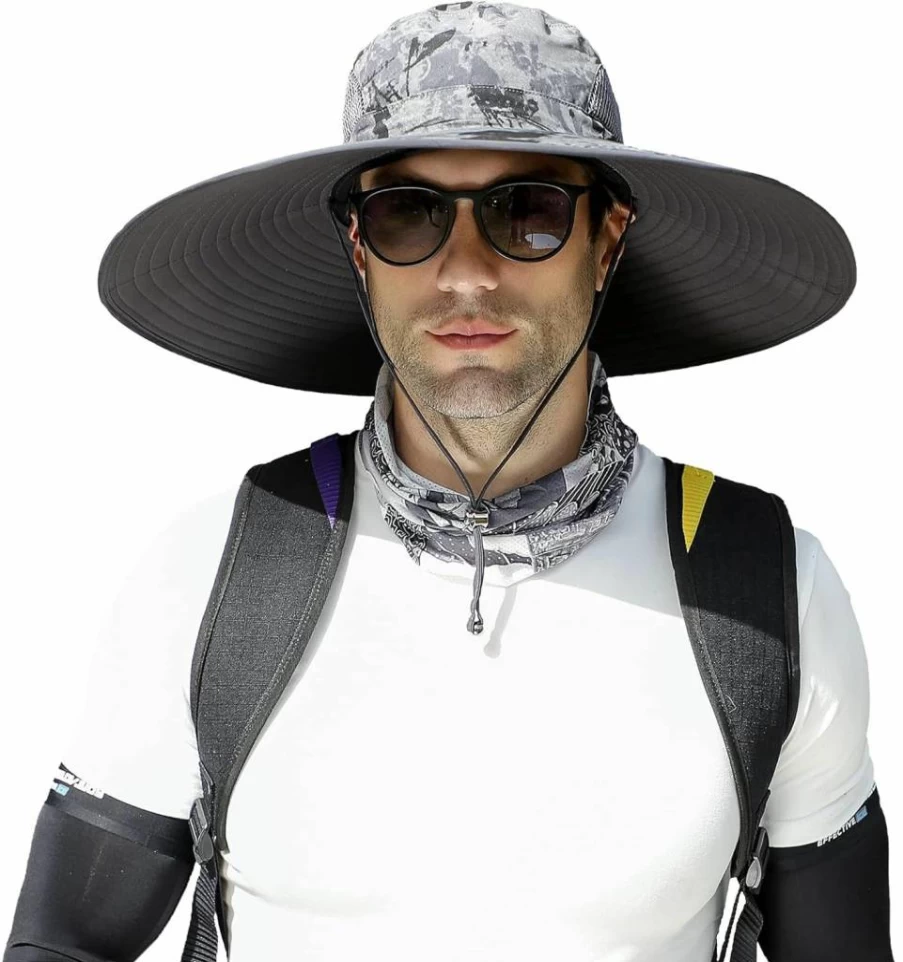 Leotruny UPF50+ Waterproof Men's Bucket Hat for Sun Protection - Breathable Wide Brim Sun Hat for Fishing, Hiking, Camping & Outdoor Activities
