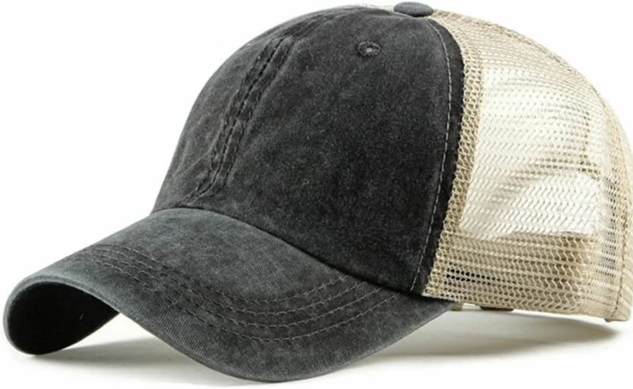 Croogo Men's Adjustable Snapback Trucker Cap - Breathable Mesh Baseball Hat with Curved Bill for Sun Protection