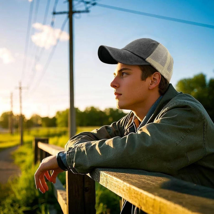 Croogo Men's Adjustable Snapback Trucker Cap - Breathable Mesh Baseball Hat with Curved Bill for Sun Protection