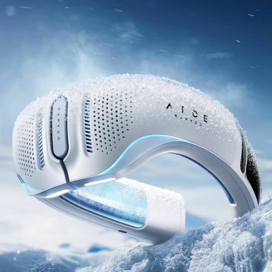RANVOO Aice Lite Plus 2025 Neck Air Conditioner - 6000mAh Rechargeable Personal Cooling Fan with Max Cooling Airflow, Durable Wearable AC for Men Women, Ideal Gift for Dad Mom, White