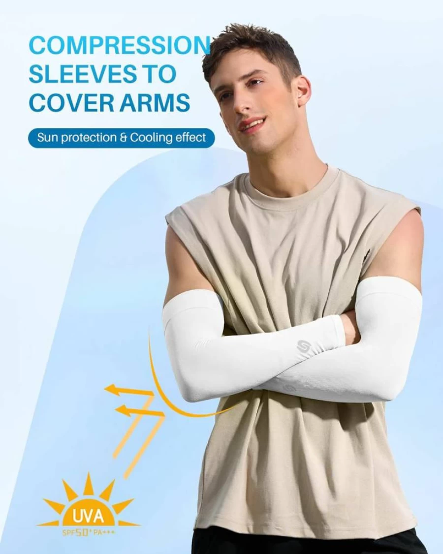 SHINYMOD UV Protection Arm Sleeves for Men & Women - Cycling, Driving, Golf, Running Sun Guard Cooling Sports Sleeves