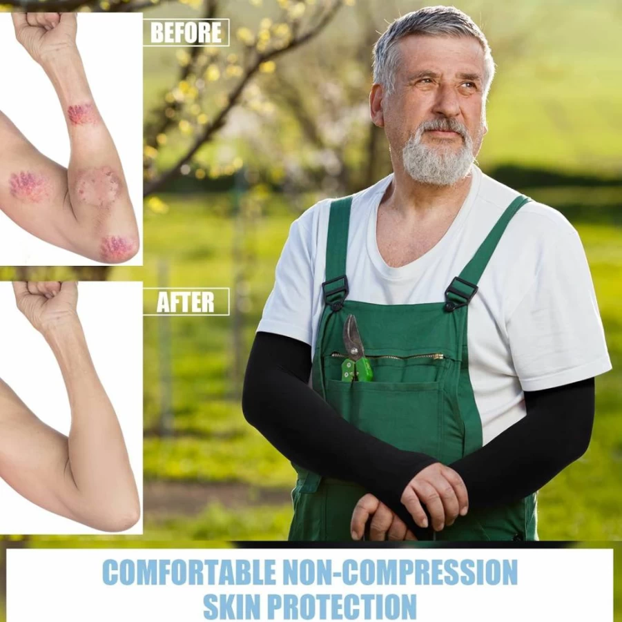 Janmercy 9-Pair Compression Arm Sleeves for Elderly Skin Protection - Sun, Bruise & Abrasion Guard for Thin Skin, Men & Women