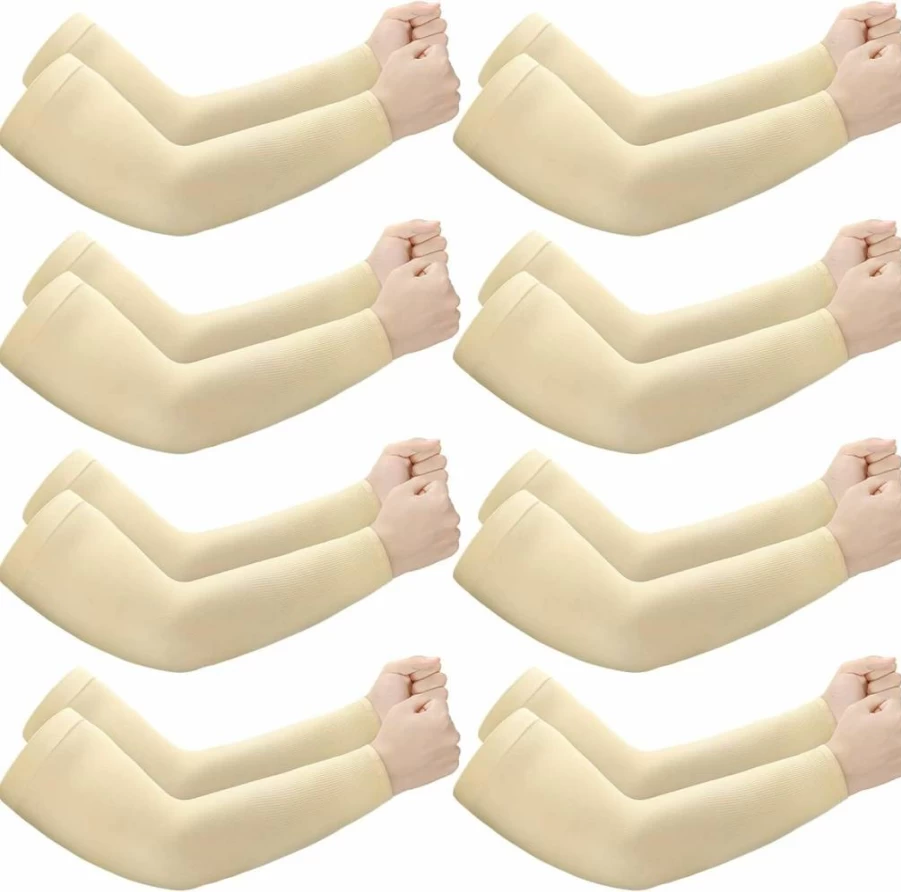 Janmercy 8 Pairs Elderly Arm Sleeves for Thin Skin Protection - Prevent Bruises & Abrasions, Soft Comfortable Protective Sleeves for Seniors