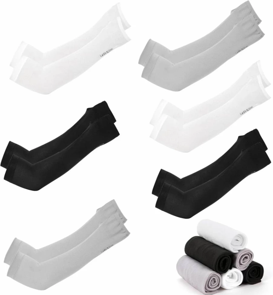 Seribt 6-Pair Cooling UV Protection Arm Sleeves for Men & Women - Breathable Compression Sleeves with Thumb Hole for Sports & Outdoor Activities