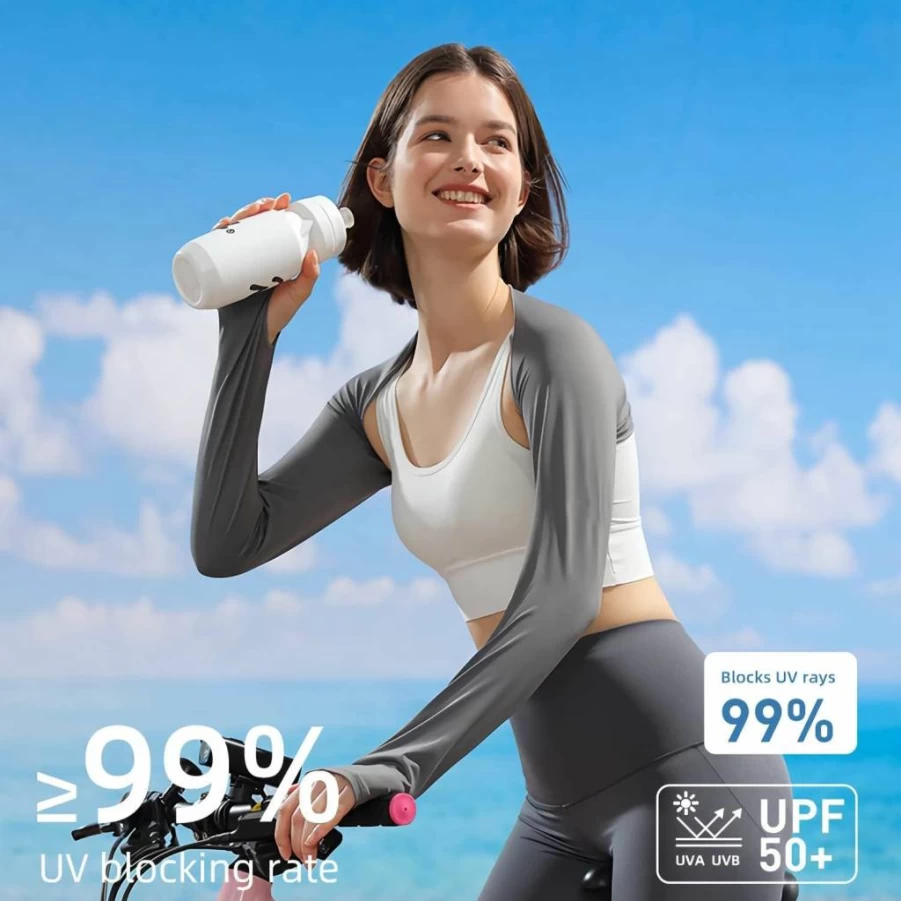 JEONEKID Cooling UV Protection Arm Sleeves for Women - Sunproof Golf Shrug with Finger Holes, Breathable Summer Sunblock Sleeve Cover