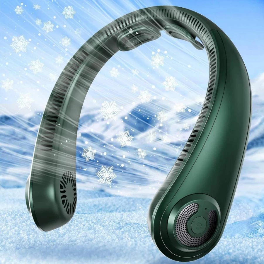 AUIIAH Wearable Neck Fan - Bladeless Portable Cooling Fan with 5 Speeds, USB Rechargeable for Hot Flashes, Travel, Summer, Ideal Gift for Women & Men