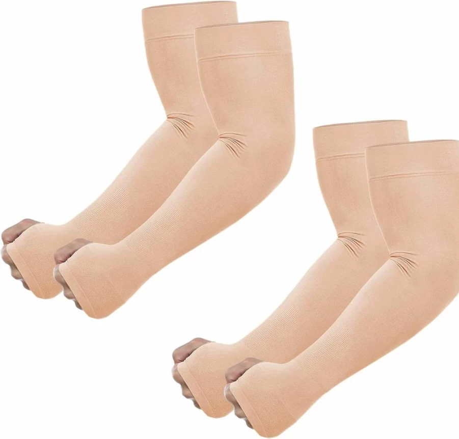 Newbyinn UV Protection Arm Sleeves with Thumb Hole for Men & Women - Cooling Sun Sleeves for Tattoo Cover & Outdoor Sports - Mid-Compression Athletic Sleeves