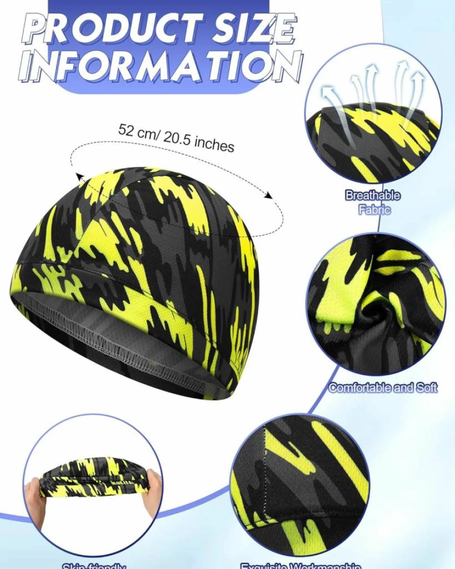 Jeere 9-Pack Cooling Skull Cap Set - Moisture-Wicking Camo Liner, Lightweight Breathable Headwear for Cycling, Running & Outdoor Sports - Unisex Fit (Men/Women)