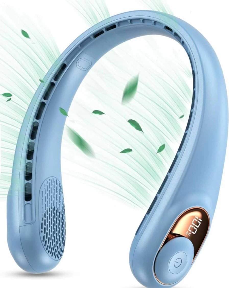 KIDEE Bladeless Neck Fan - 360° Cooling, Ultra-Quiet 3-Speed Wearable Fan, USB Rechargeable 4000mAh Battery, Hands-Free Portable Fan for Home/Office/Travel