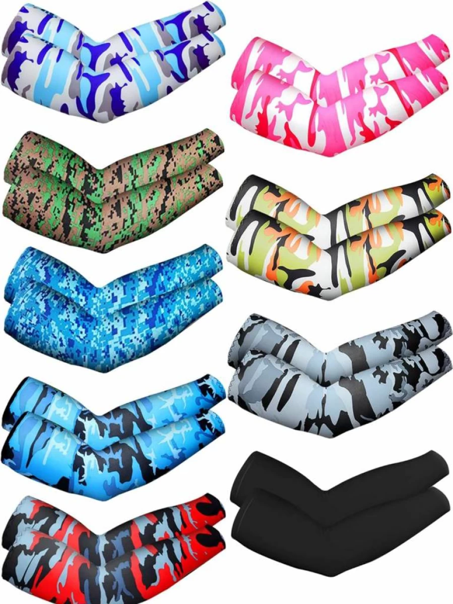 Hicarer Cooling UV Protection Arm Sleeves - 9 Pairs Ice Silk Unisex Sun sleeves (Camouflage Colors) for Outdoor Sports & Driving