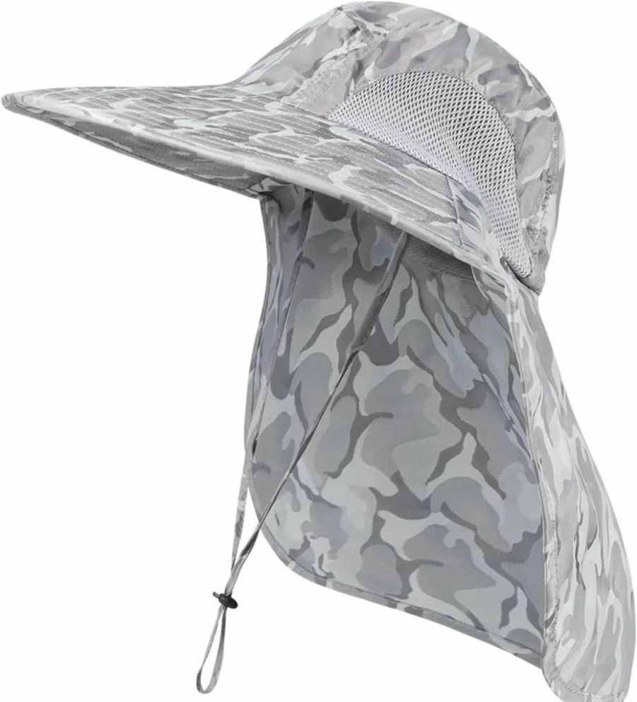 KOOLSOLY UPF 50+ Sun Hat for Men - Wide Brim Safari Cap with Neck Flap, Outdoor Fishing Hat for Dad, UV Protection Summer Hats
