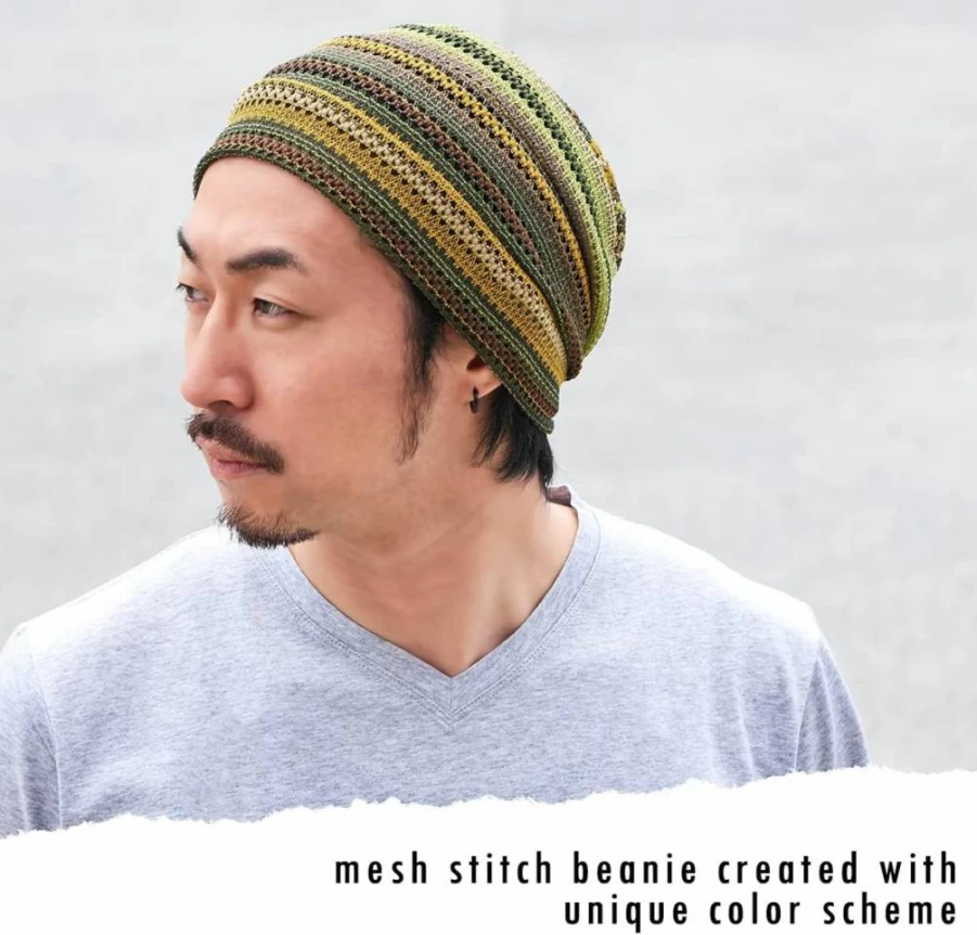CHARM Boho Crochet Slouchy Beanie - Men & Women Summer Knit Hipster Hat for Street Style