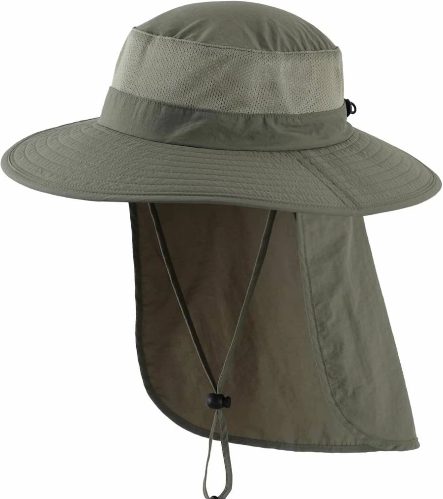Home Prefer UPF50+ Sun Hat for Men & Women - Wide Brim Outdoor Mesh Fishing Hat with Neck Flap for UV Protection