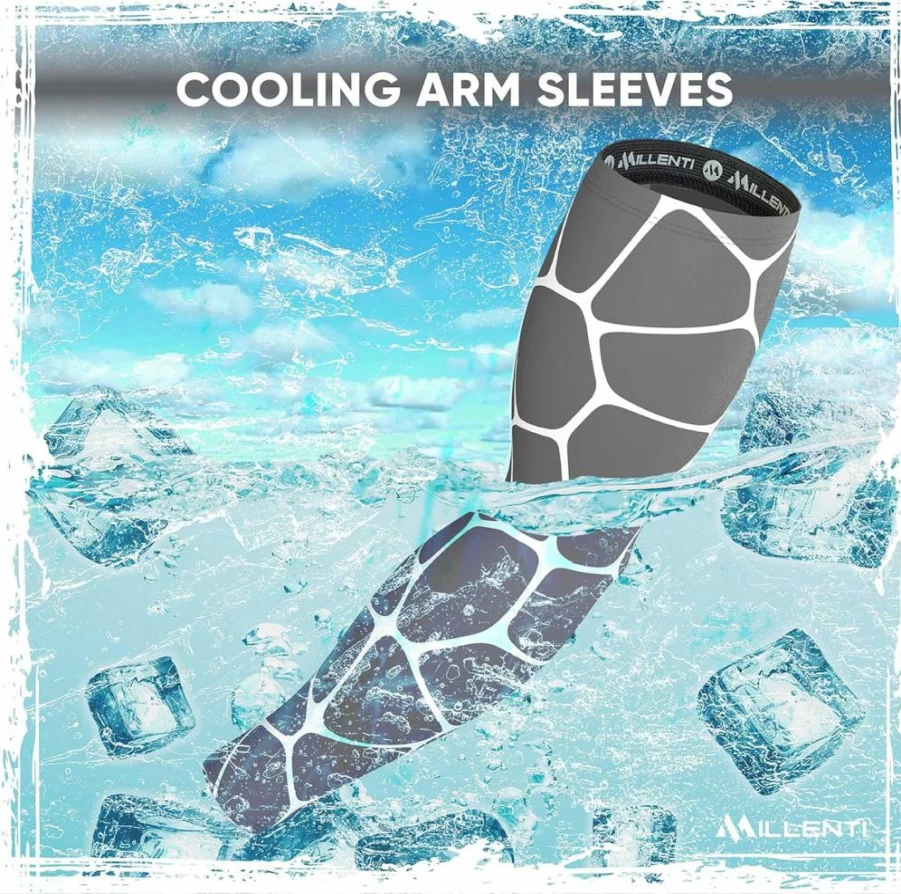 Millenti Compression Arm Sleeves - UV Sun Protection, Cooling Sport Sleeves for Men & Women, Moisture-Wicking Athletic Arm Covers (2-Pack, 4 Sizes)